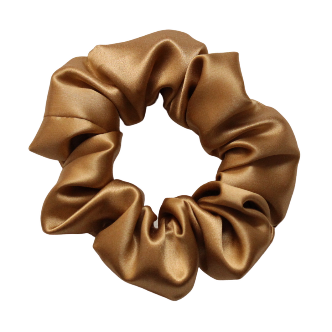 Luxury Midi Gold Hair Scrunchie - Pure 100% Mulberry Silk 22 Momme