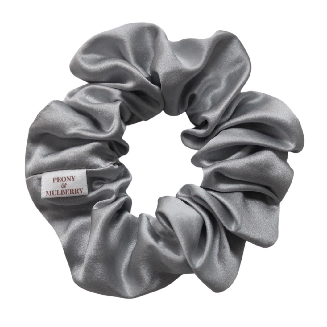 Luxury Midi Grey Hair Scrunchie - Pure 100% Mulberry Silk 22 Momme