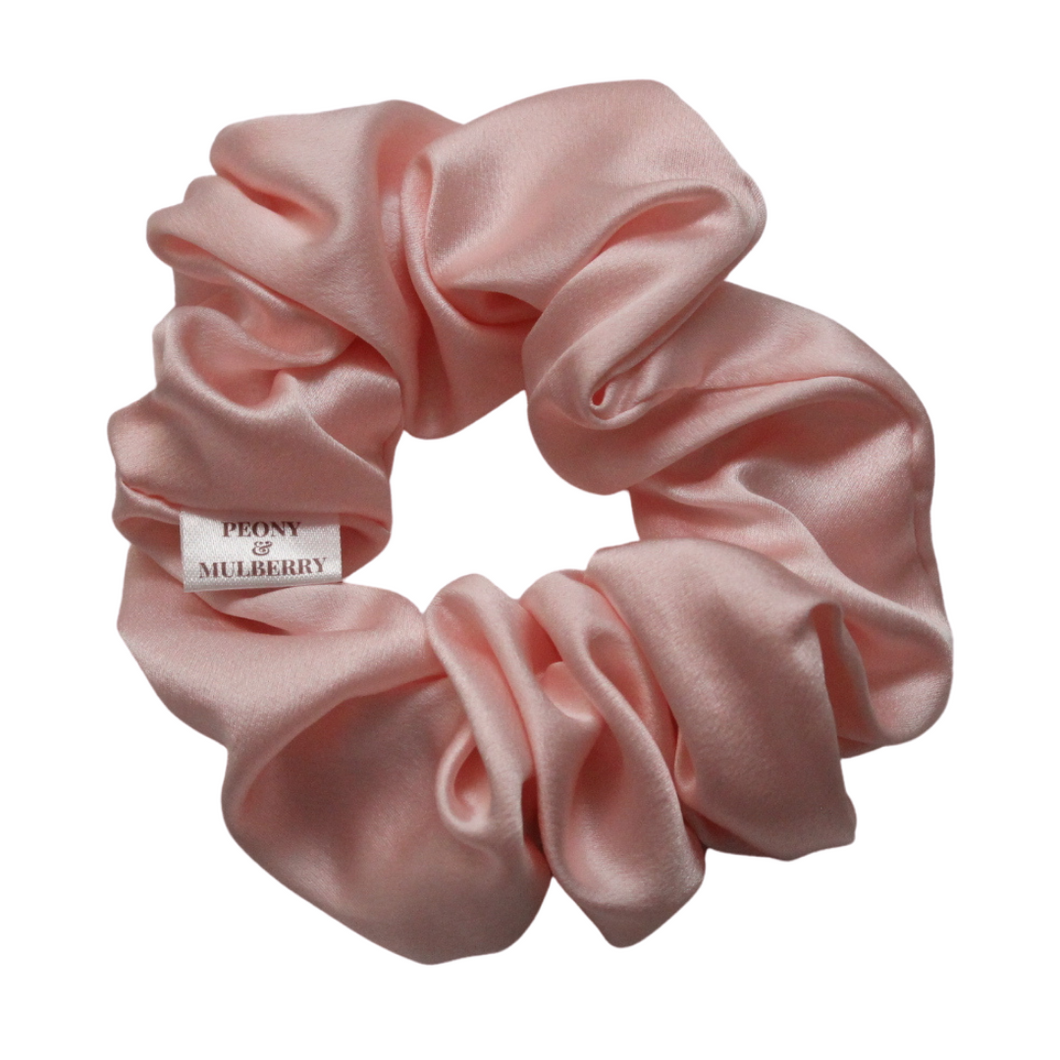 Luxury Midi Pink Hair Scrunchie - Pure 100% Mulberry Silk 22 Momme