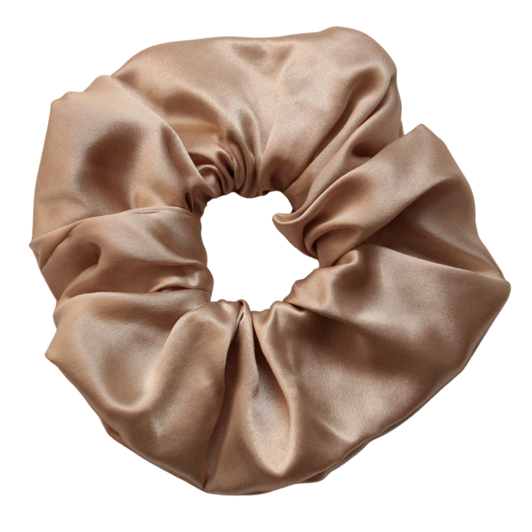 Luxury Maxi Champagne Hair Scrunchie - Pure 100% Mulberry Silk 22 Momme