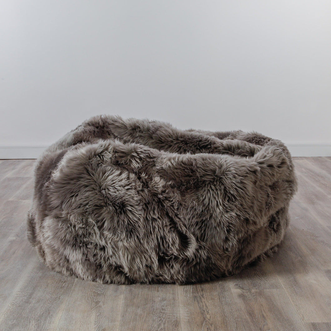 Insta Living Bean Bag Chairs XXL Luxurious Grey Sheepskin Beanbag