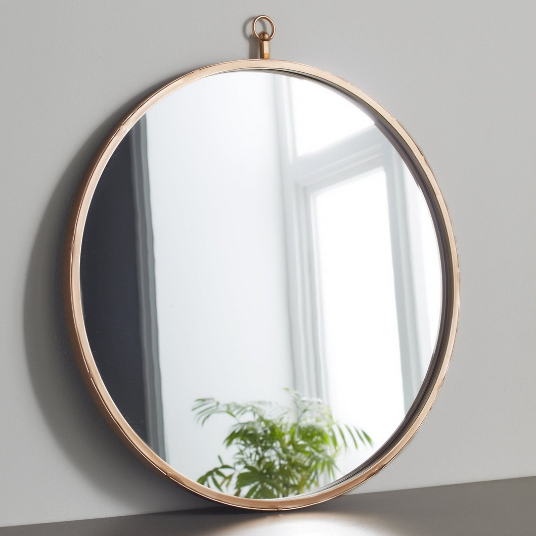 Pink Copper Round Mirror