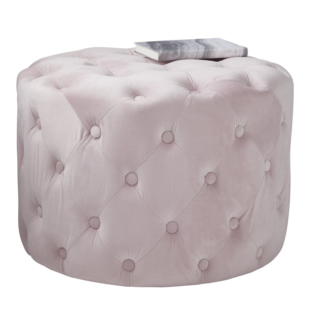 Pastel Pink Tufted Velvet Pouffe Insta Living