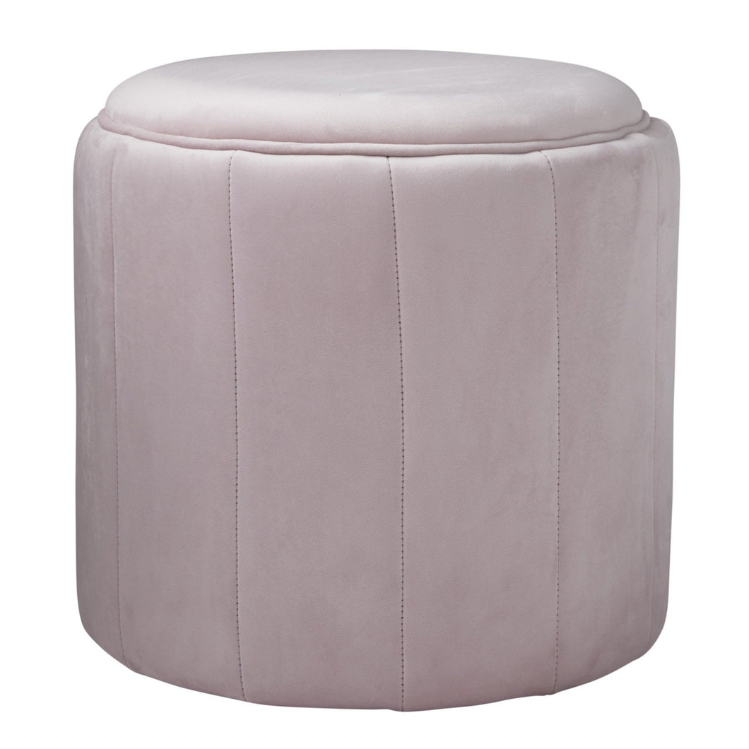 Round Pastel Pink Plush Stool