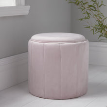 Load image into Gallery viewer, Round Pastel Pink Plush Stool
