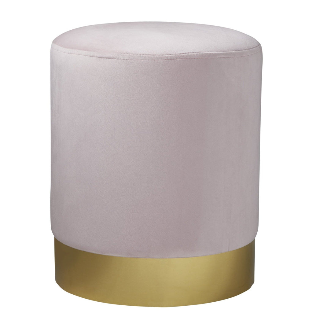 Round Pastel Pink Velvet Stool - Gold FinishRound Pastel Pink Velvet Stool - Gold Finish