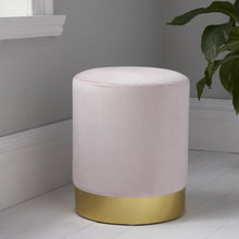 Load image into Gallery viewer, Round Pastel Pink Velvet Stool - Gold Finish
