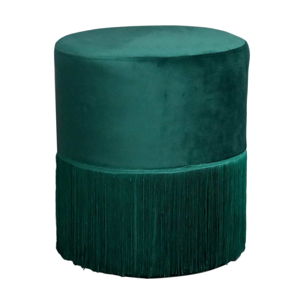 Round Green Tassles Stool