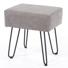 Load image into Gallery viewer, Grey Fabric Upholstered Rectangular Stool with Black Metal Legs Insta Living
