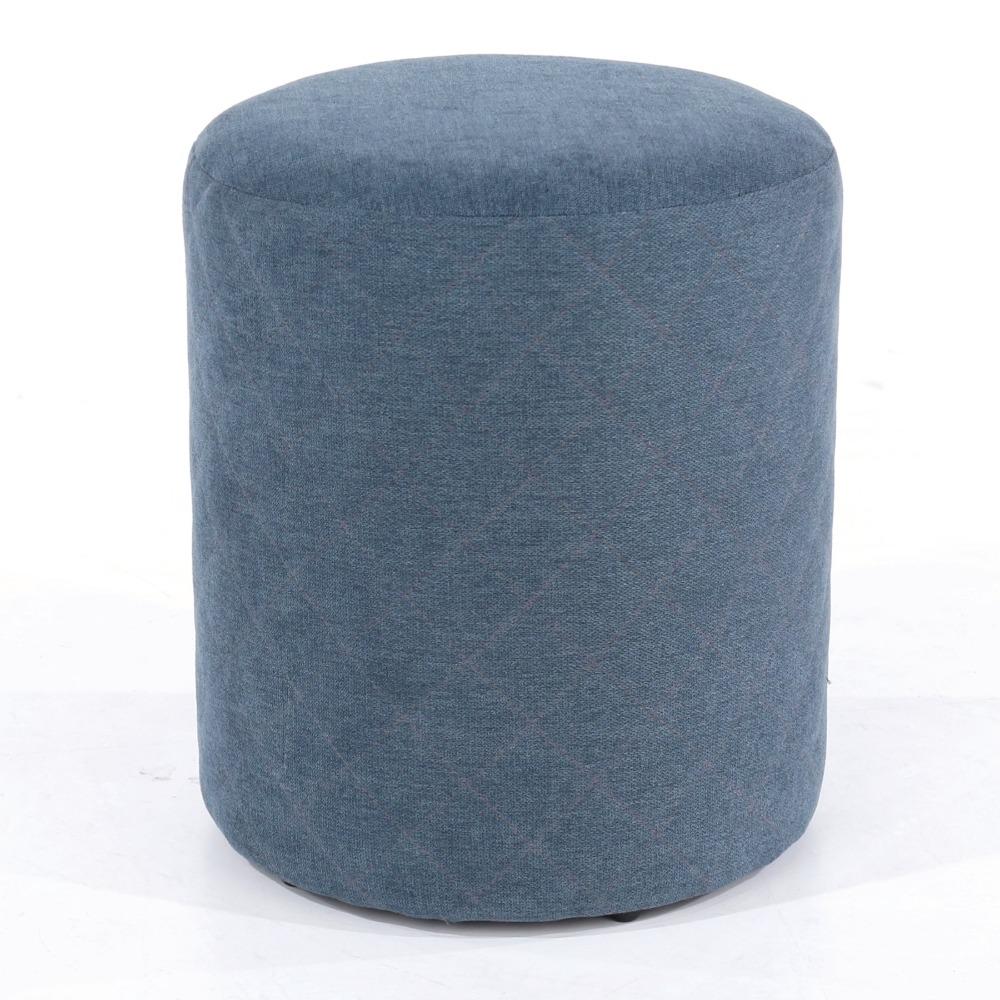 Blue Fabric Upholstered Round Tub Stool