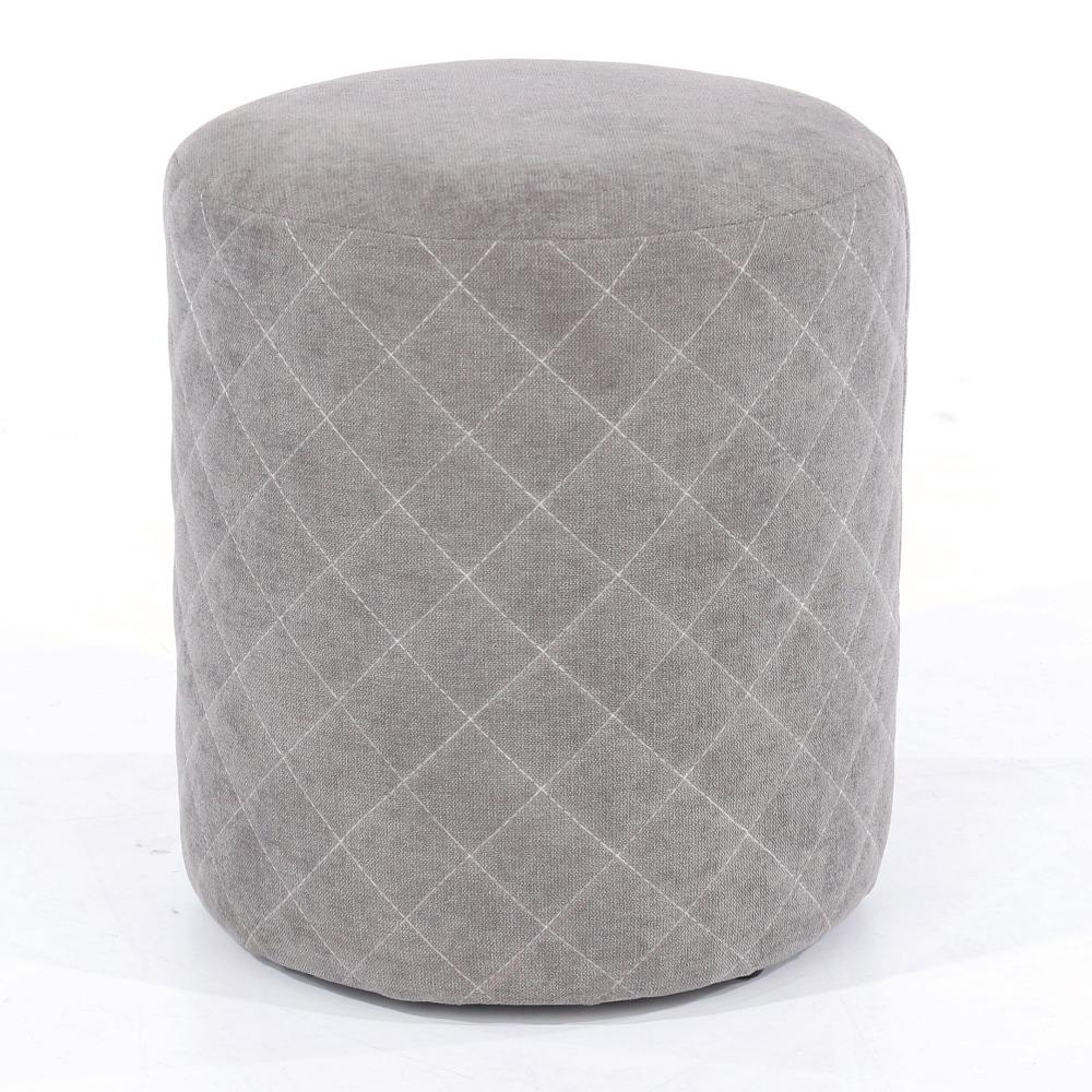 Grey Fabric Upholstered Round Tub Stool