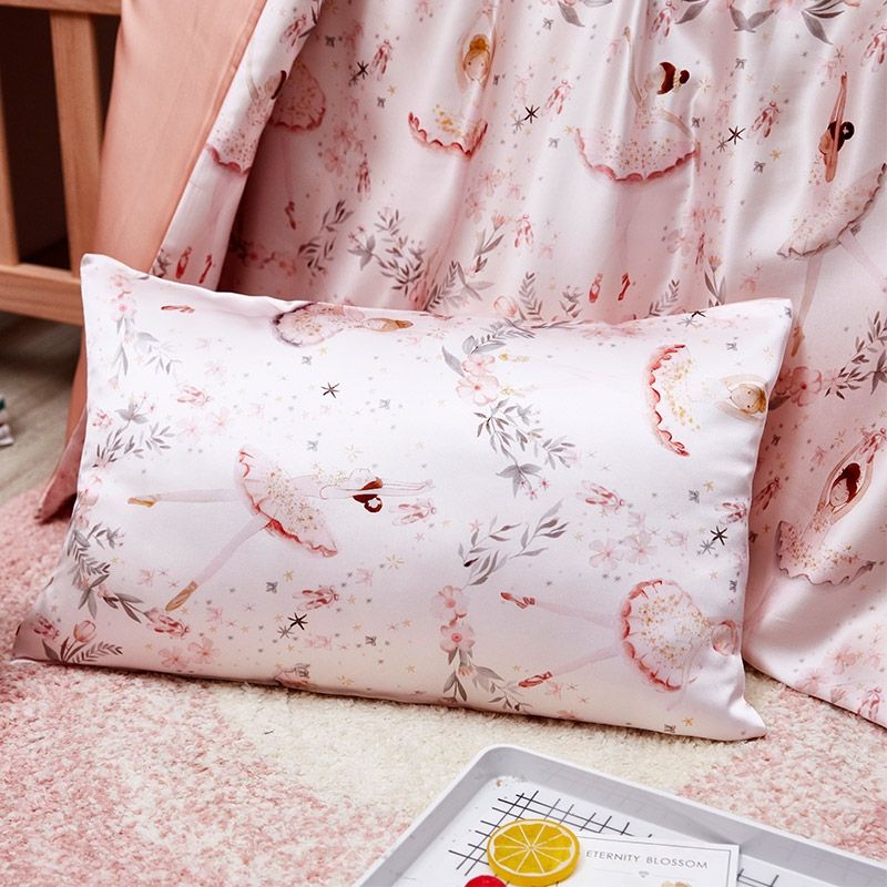 Childrens Luxury Pink Ballerina Design Pillowcase Pure 100 Mulberry Peony Mulberry