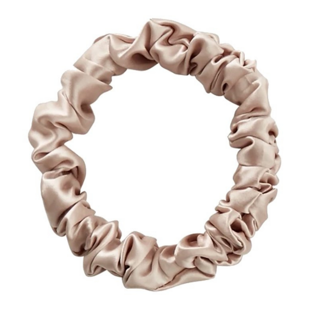 Luxury Mini Champagne Hair Scrunchie - Pure 100% Mulberry Silk 22 Momme