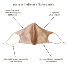 Load image into Gallery viewer, Peony &amp; Mulberry Pure 100% Mulberry Silk Face Mask in Light Pink (22 Momme)
