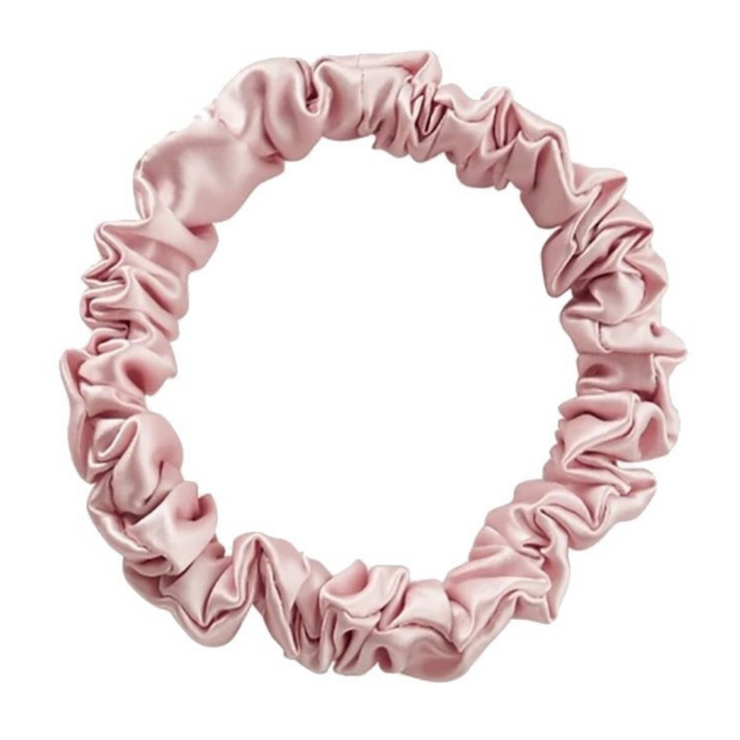 Luxury Mini Blush Pink Hair Scrunchie - Pure 100% Mulberry Silk 22 Momme